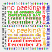 ÖFFNEN SIE NICHT "BIS CHRISTMAS! QUADRATISCHER AUFKLEBER (Vorderseite)