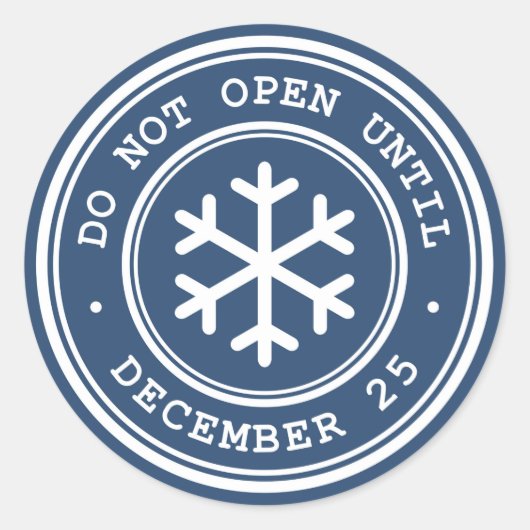 Öffnen Sie nicht, bis das blaue Weihnachtsgeschenk Runder Aufkleber (Vorderseite)