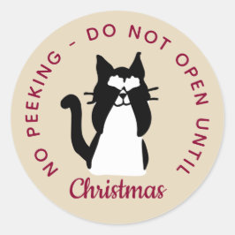 Öffnen Sie nicht bis Weihnachten Peekaboo Kitty Ca Runder Aufkleber