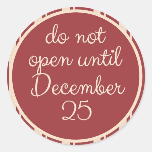 Öffnen Sie nicht bis zum 25. Dezember 2010 durch S Runder Aufkleber (Vorderseite)