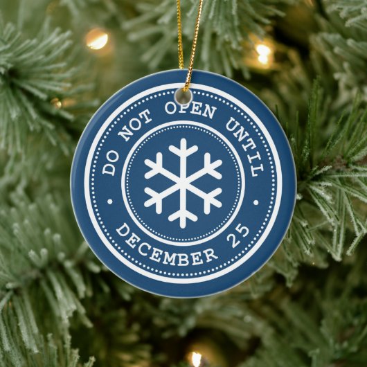 Öffnen Sie nicht bis zum 25. Dezember Blue Keramik Ornament (Baum)