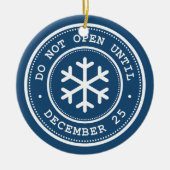Öffnen Sie nicht bis zum 25. Dezember Blue Keramik Ornament (Vorne)