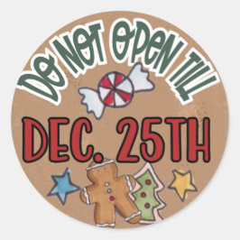 Öffnen Sie nicht bis zum 25. Dezember. Runder Aufkleber