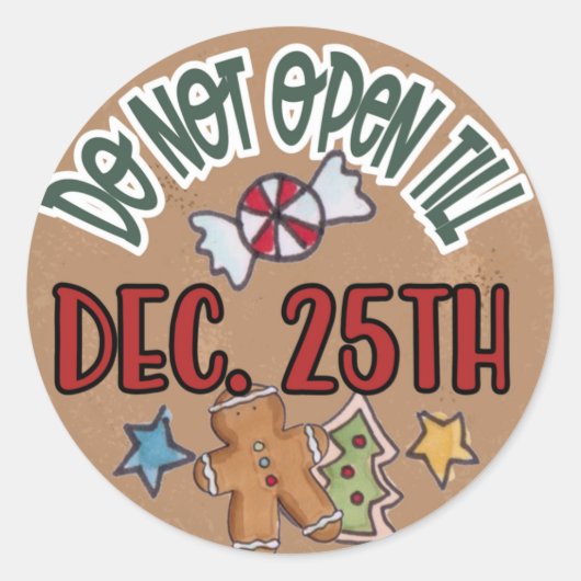 Öffnen Sie nicht bis zum 25. Dezember. Runder Aufkleber (Vorderseite)