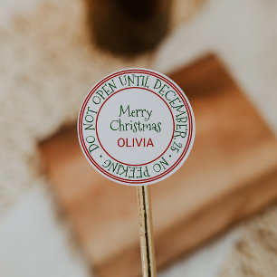 Öffnen Sie nicht bis zum 25. Dezember Weihnachtsge Runder Aufkleber