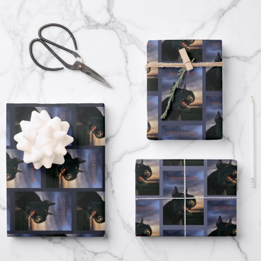 Öffnen Sie, wenn Sie es wagen. Großer, schwarzer H Geschenkpapier Set (Vorderseite)