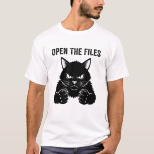 Öffnet die Dateien" Wütende schwarze Katzenfaust - T-Shirt