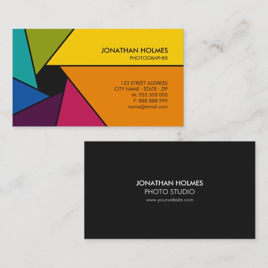 Öffnung färbt Fotograf-Visitenkarte Visitenkarte (Vorne/Hinten)