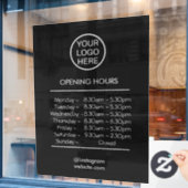 ÖFFNUNGSSTUNDEN mit dem Logo für Ihr Unternehmen - Fensteraufkleber (Café-Fenster)