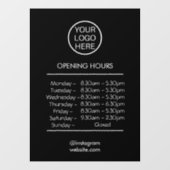 ÖFFNUNGSSTUNDEN mit dem Logo für Ihr Unternehmen - Fensteraufkleber (Blatt)