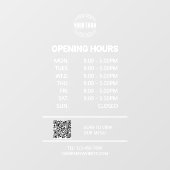 Öffnungszeit des White Office, Firmenlogo, QR-Code Fensteraufkleber (Blatt)