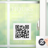 Öffnungszeit, QR-Code, weißer Text löschen Fensteraufkleber (Zuhause)