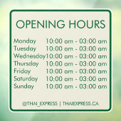 Öffnungszeiten - 4x4 - Englisch Fensteraufkleber (Blatt 3)