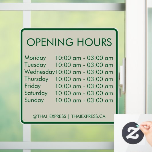 Öffnungszeiten - 4x4 - Englisch Fensteraufkleber (Zuhause)