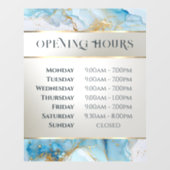 Öffnungszeiten aus blauem Marmor Fensteraufkleber (Blatt)