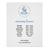 Öffnungszeiten Blue Flower Mixer Geschäft Poster (Vorderseite)