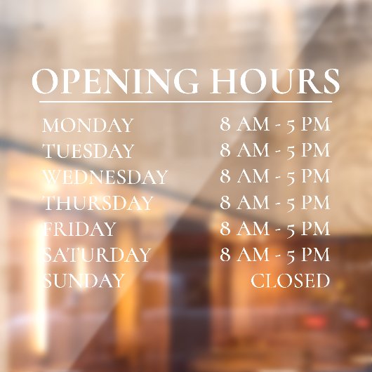 Öffnungszeiten | Business Time Open White Sign Fensteraufkleber (Blatt 2)