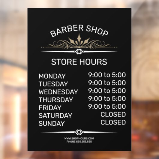 Öffnungszeiten der Einzelhandelsgeschäfte - Friseu Fensteraufkleber (Blatt 2)