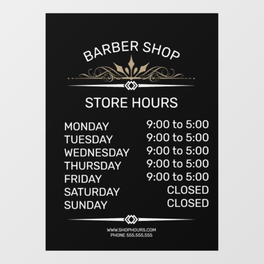 Öffnungszeiten der Einzelhandelsgeschäfte - Friseu Fensteraufkleber (Blatt)