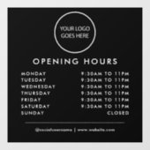 Öffnungszeiten der Minimalistischen Schwarzen Gesc Fensteraufkleber (Blatt)