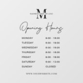 Öffnungszeiten der Monogramme für Minimalistische Fensteraufkleber (Blatt)