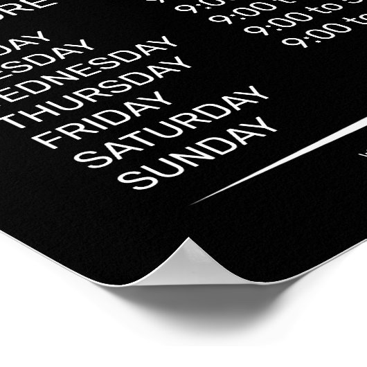 Öffnungszeiten des Einzelhandels Poster (Ecke)