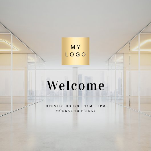 Öffnungszeiten des Firmenlogos Fensteraufkleber