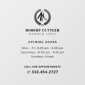Öffnungszeiten des Friseur-Shops - Logo Fensteraufkleber (Blatt)
