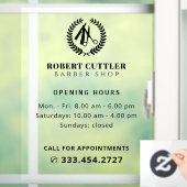 Öffnungszeiten des Friseur-Shops - Logo Fensteraufkleber (Zuhause)