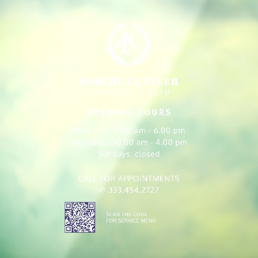 Öffnungszeiten des Friseur-Shops - Logo QR CODE Fensteraufkleber (Blatt 3)