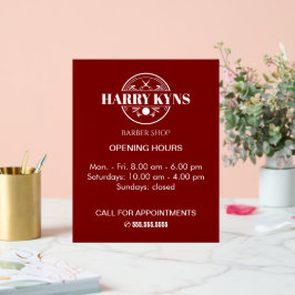 Öffnungszeiten des Friseursalons Acrylschild