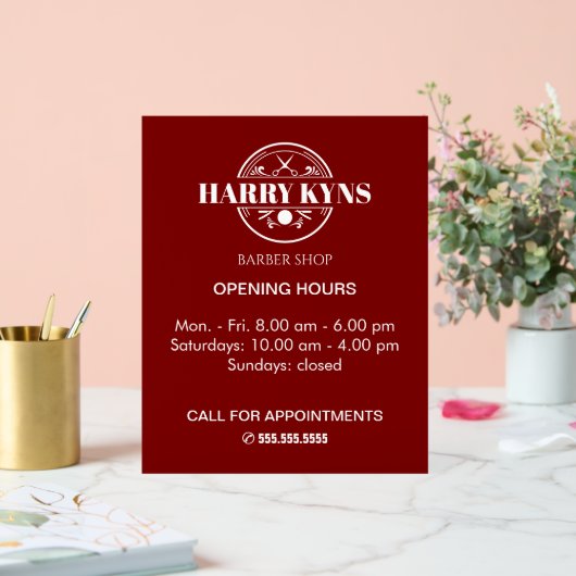 Öffnungszeiten des Friseursalons Acrylschild (Hochzeit)