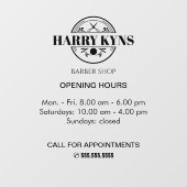 Öffnungszeiten des Friseursalons Fensteraufkleber (Blatt)