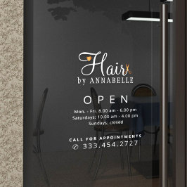 Öffnungszeiten des Friseursalons Fensteraufkleber