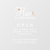 Öffnungszeiten des Friseursalons Fensteraufkleber (Blatt)