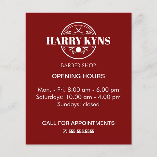 Öffnungszeiten des Friseursalons Flyer (Vorne)