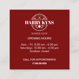Öffnungszeiten des Friseursalons Quadratische Visitenkarte
