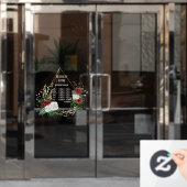 Öffnungszeiten des geometrischen Terrariums Bordea Fensteraufkleber (Büro Tür)