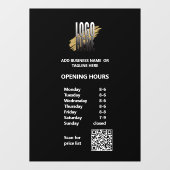 Öffnungszeiten des weißen Textes mit QR-Code und L Fensteraufkleber (Blatt)