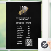 Öffnungszeiten des weißen Textes mit QR-Code und L Fensteraufkleber (Zuhause)