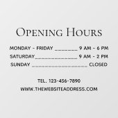 Öffnungszeiten Einfache Schwarz-Text-Zeiten Telefo Fensteraufkleber (Blatt)