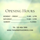 Öffnungszeiten Einfache Schwarz-Text-Zeiten Telefo Fensteraufkleber (Blatt 3)