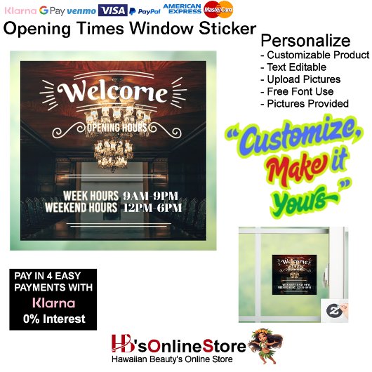 Öffnungszeiten Fensteraufkleber Anpassbar 2