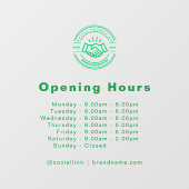 Öffnungszeiten Firmenlogo Transparent grün Fensteraufkleber (Blatt)