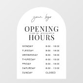 Öffnungszeiten für das White-Arch-Logo Fensteraufkleber (Blatt)