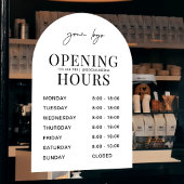 Öffnungszeiten für das White-Arch-Logo Fensteraufkleber