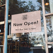 Öffnungszeiten für Geschäftslogos Rosa Rosa Fensteraufkleber