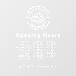 Öffnungszeiten für Geschäftslogos transparent Fensteraufkleber