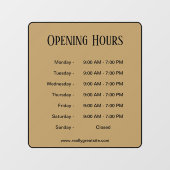 Öffnungszeiten für schwarze Skripte Fensteraufkleber (Blatt)