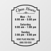 Öffnungszeiten Geschäft kundenspezifisch Fensteraufkleber (Blatt)